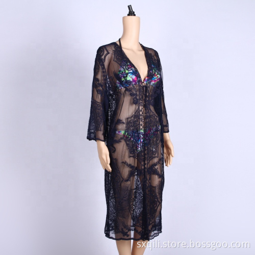 crochet anti-UV clothing women long beach dress